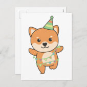 誕生日アニマルキュート柴犬子供の誕生日パーティー シーズンポストカード (正面/裏面)