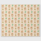 誕生日アニマルキュート柴犬子供の誕生日パーティー ラッピングペーパー (フラット)