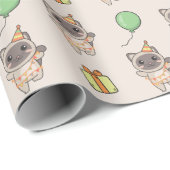 誕生日アニマルキュート猫子供の誕生日パーティー ラッピングペーパー (ロールコーナー)