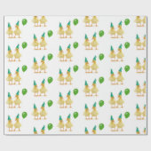 誕生日アヒル（緑のバルーン付き） ラッピングペーパー (フラット)