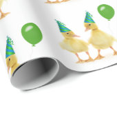 誕生日アヒル（緑のバルーン付き） ラッピングペーパー (ロールコーナー)