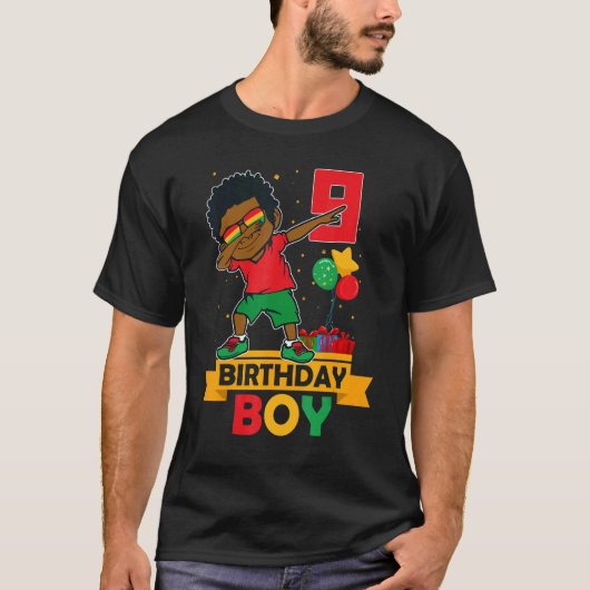 誕生日アフリカンアメリカンボーイヨン9誕生日ヤングB Tシャツ (正面)