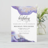 誕生日アメジストウォーターカラーゲード 招待状 (スタンド正面)