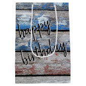 誕生日アメリカ国旗 ミディアムペーパーバッグ (裏面)