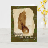 誕生日アンティークレザーパウダーフラスコ カード (黄色い花)