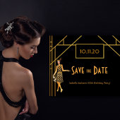 誕生日アートデコ1920年代を保存 ポストカード