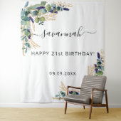 誕生日イウカリプトのグリーンゴールドモノグラム タペストリー (インサイチュ)