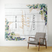 誕生日イウカリプトスのグリーンラスティックウッドネーム タペストリー (インサイチュ(横))