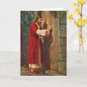 誕生日イエスがドアをノックする カード (黄色い花)