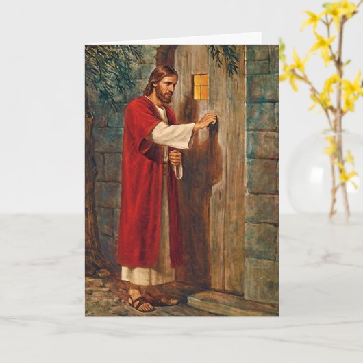 誕生日イエスがドアをノックする カード (黄色い花)
