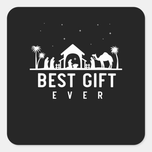 誕生日イエス出生宗教的クリスマスキリスト スクエアシール (正面)