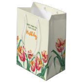 誕生日イエローオウムのチューリップフローラのためだけに ミディアムペーパーバッグ (裏面アングル)