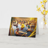 誕生日イエローゴムダック狩りデコイ カード (黄色い花)