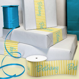 誕生日イエロー名前をカスタムする サテンリボン