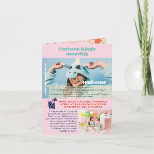 誕生日イタズラ招待状, ユニコーン大好き, ファンキーなパーティー 招待状 (正面)