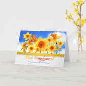 誕生日イタリアンとDaffodilガーデン蝶 カード (黄色い花)