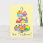 誕生日イタリアンウォーターのカップケーキ カード (正面)