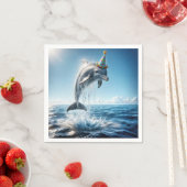 誕生日イルカが水から飛び出す スタンダードカクテルナプキン (インサイチュ)