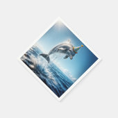 誕生日イルカが水から飛び出す スタンダードカクテルナプキン (角)