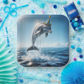 誕生日イルカが水から飛び出す ペーパープレート (パーティー)