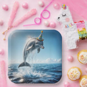 誕生日イルカが水から飛び出す ペーパープレート (パーティー)