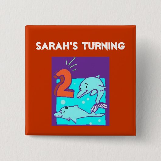 誕生日イルカ 缶バッジ (正面)