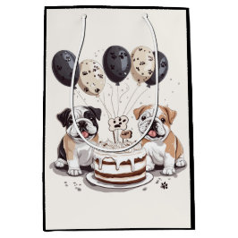 誕生日イングリッシュブルドッグ ミディアムペーパーバッグ