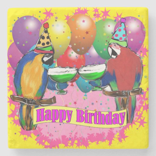 誕生日インコ ストーンコースター (正面)