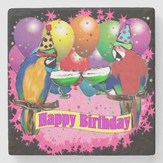誕生日インコ ストーンコースター (正面)