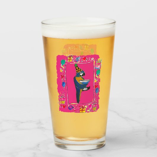 誕生日インコ タンブラーグラス (ドリンク正面)