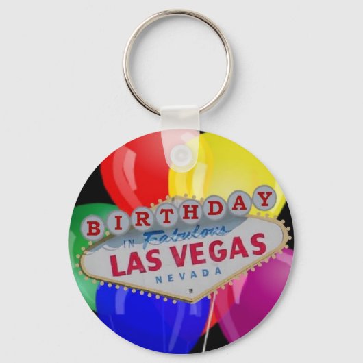 誕生日イン素晴らしいラスベガスのキーチェーン – バルーン キーホルダー (正面)
