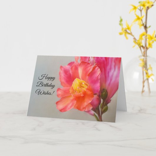 誕生日ウィズかわいらしフラワーアートカード カード (黄色い花)