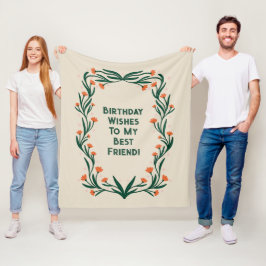 誕生日ウィズエレガントフローラ枠 フリースブランケット