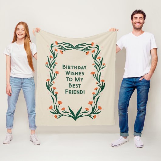 誕生日ウィズエレガントフローラ枠 フリースブランケット (インサイチュ)