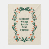 誕生日ウィズエレガントフローラ枠 フリースブランケット (正面)