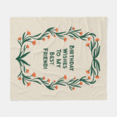 誕生日ウィズエレガントフローラ枠 フリースブランケット (正面(横))