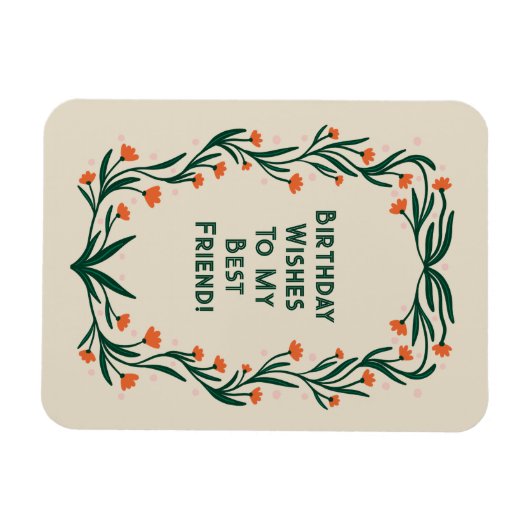 誕生日ウィズエレガントフローラ枠 マグネット (横)