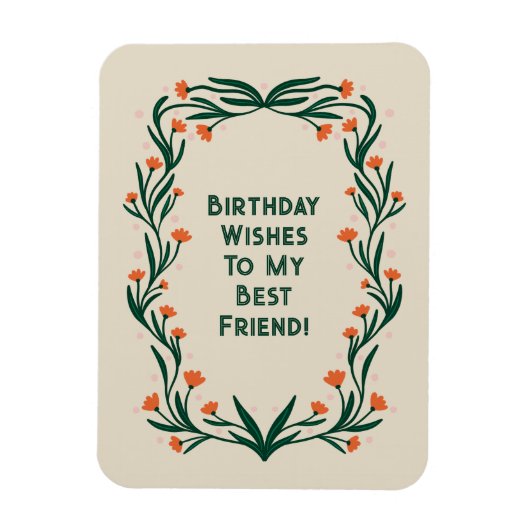 誕生日ウィズエレガントフローラ枠 マグネット (縦)