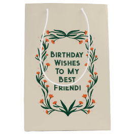 誕生日ウィズエレガントフローラ枠 ミディアムペーパーバッグ