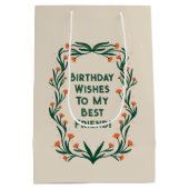 誕生日ウィズエレガントフローラ枠 ミディアムペーパーバッグ (裏面)
