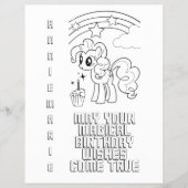 誕生日ウィズパーソナライズされたユニコーン着色ページ チラシ (正面)