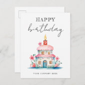 誕生日ウィッシュお誕生日ケーキハウスリアルティ ポストカード (正面/裏面)