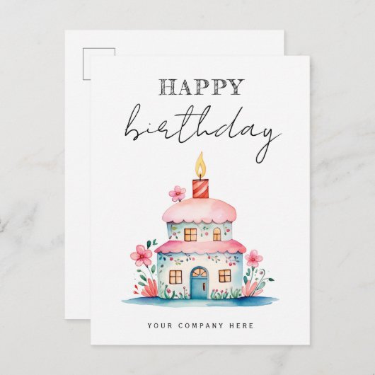 誕生日ウィッシュお誕生日ケーキハウスリアルティ ポストカード (正面/裏面)