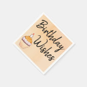 誕生日ウィッシュカップケーキオレンジウォーターカラー スタンダードカクテルナプキン (角)