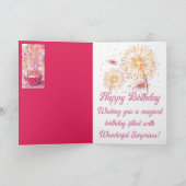 誕生日ウィッシュカップケーキピンクのグリーティングカード カード (内部)
