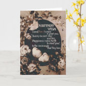 誕生日ウィッシュドーヴヴィンテージはがき カード (黄色い花)