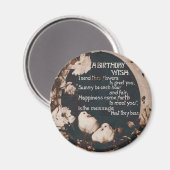 誕生日ウィッシュドーヴヴィンテージはがき マグネット (正面/裏面)