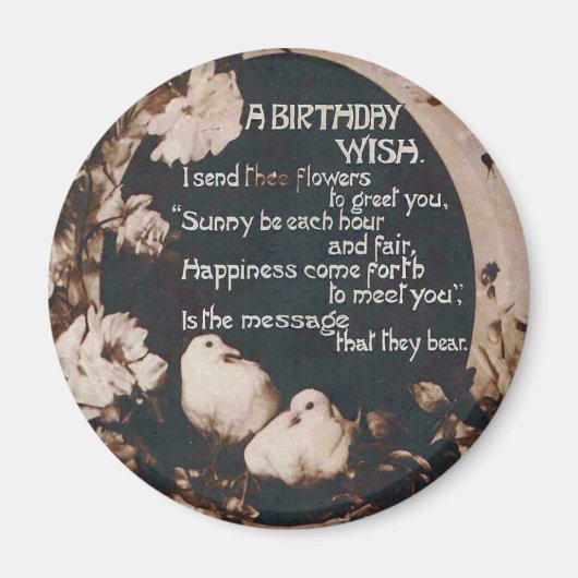 誕生日ウィッシュドーヴヴィンテージはがき マグネット (正面)