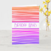 誕生日ウィッシュピーチパープルラインズ抽象芸術カード カード (黄色い花)