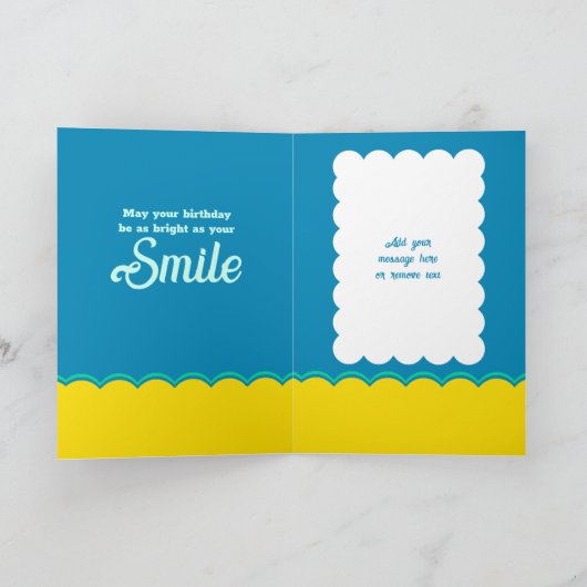 誕生日ウィッシュ娘の青い緑 カード (内部)